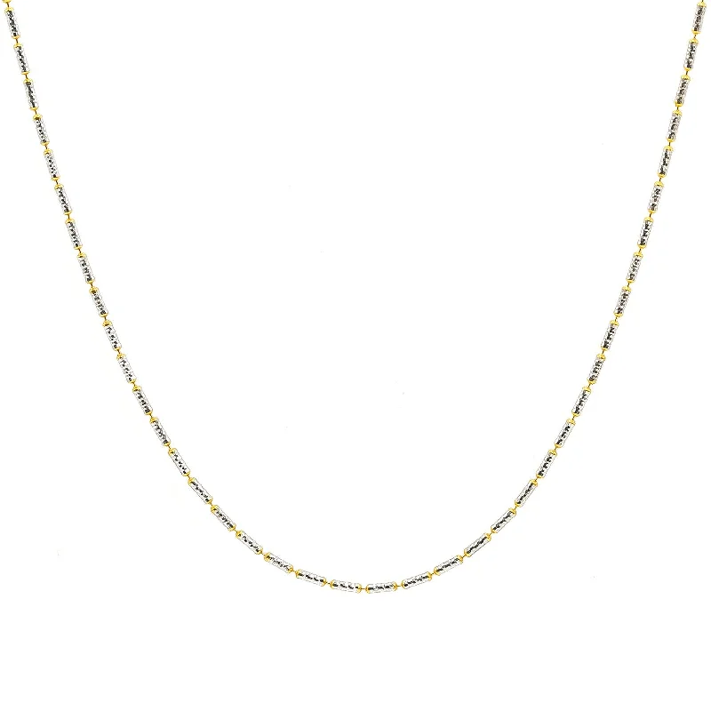 Women’s heart pendant necklace-22K Multi Tone Gold Chain For Kids W/ Rounded Bugle Beads