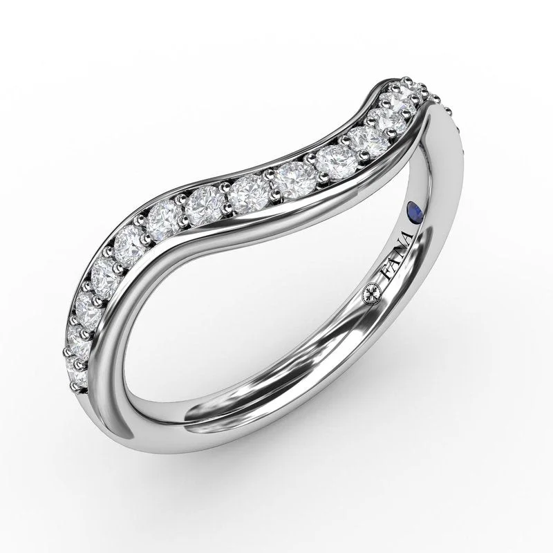 Women’s modern engagement ring-Modern Bead and Channel Set Contour Diamond Band W7233