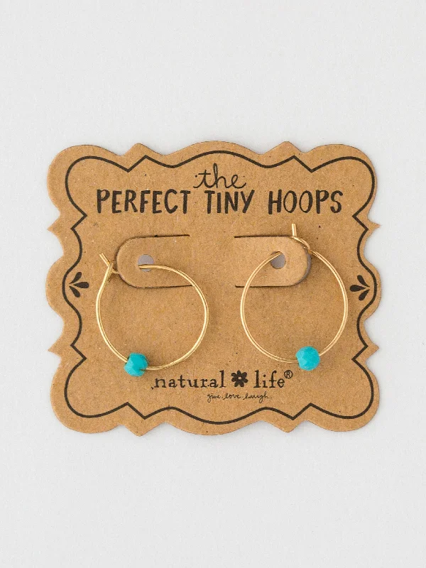 Women’s intricate design earrings-Tiny Hoop Earrings - Turquoise