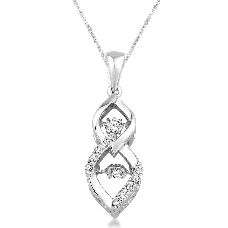 Women’s long pendant necklace-10K White Gold 2/5 Ct.Tw.Moving Diamond Fashion Pendant