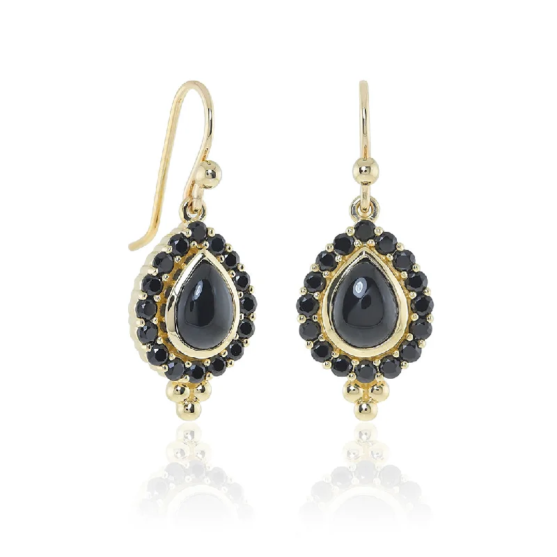 Women’s gemstone drop earrings-Black Jade & Black Spinel Drop Earrings