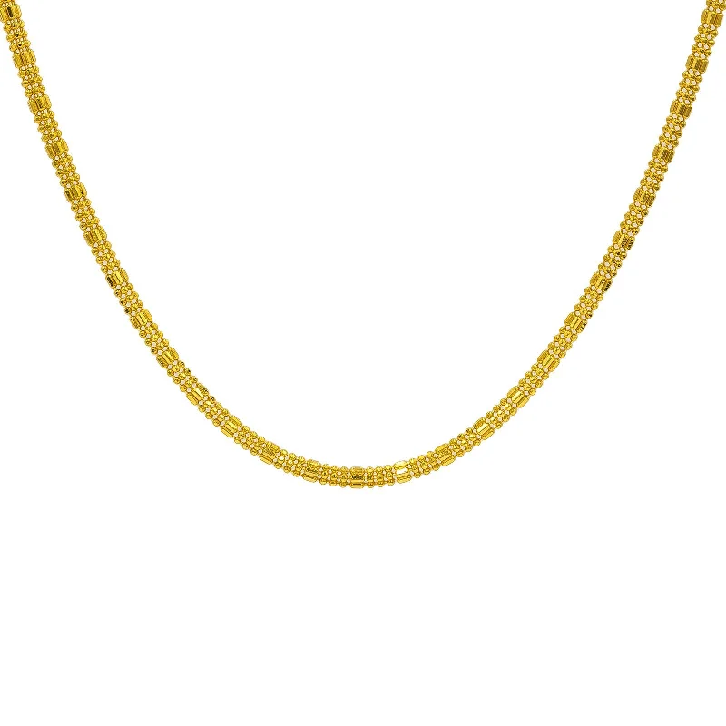 Women’s cubic zirconia necklace-22K Yellow Gold Men's Chain W/ Rounded Pipe & Gold Ball Strands