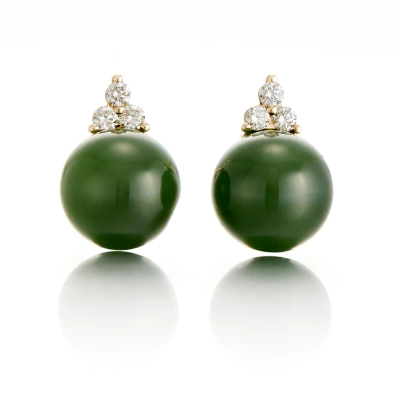 Women’s multi-colored earrings-Madison Earrings in Green Jade & Diamonds