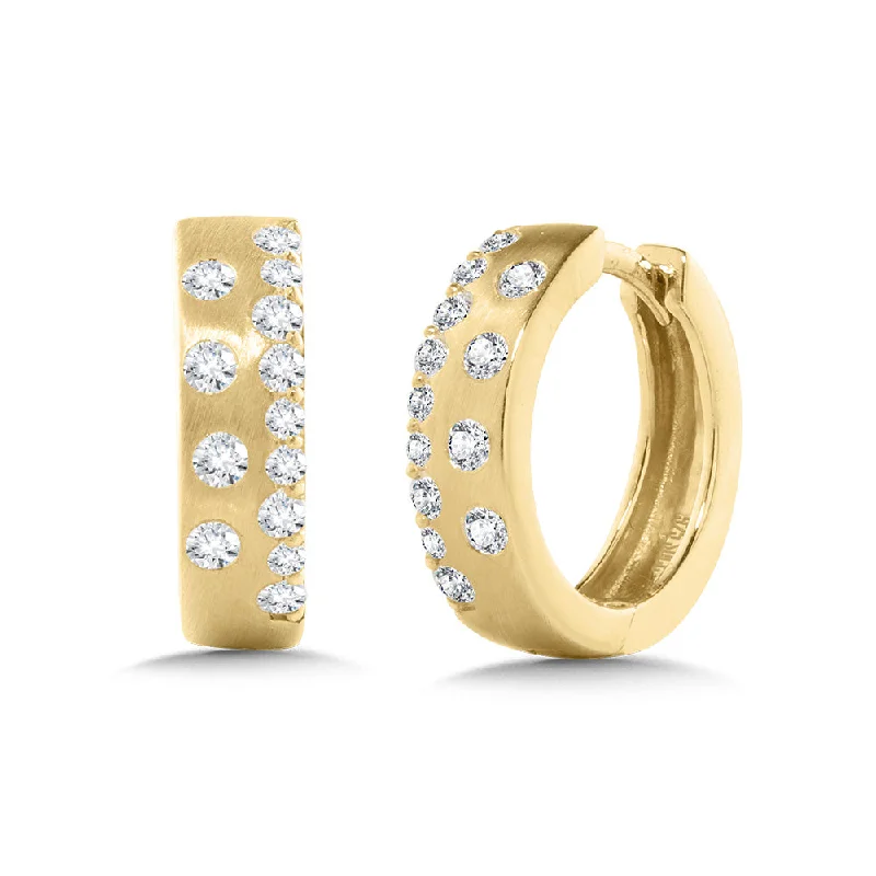 Women’s heart-shaped engagement ring-Scattered Diamond Hoops in Yellow Gold