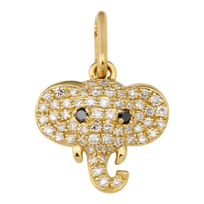 Women’s silver chain necklace-14K Yellow Gold Diamond Elephant Pendant