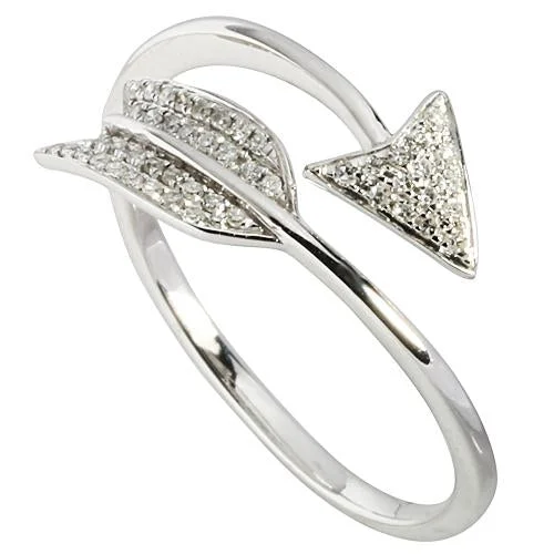 Women’s cushion cut engagement ring-14K White Gold Arrow Ring with 0.15 ct. t.w. Diamonds