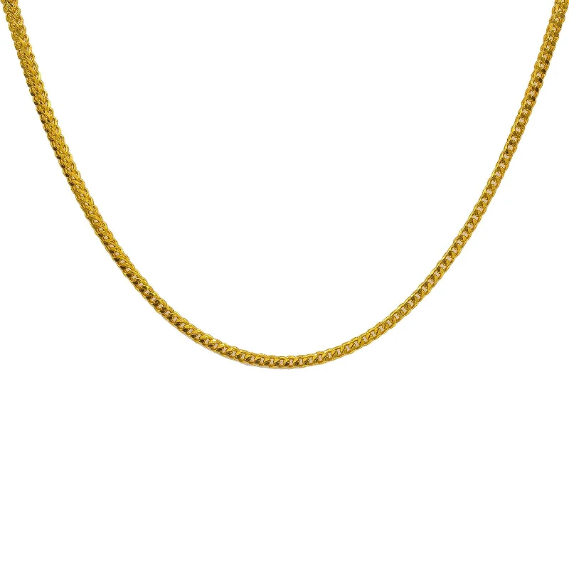 Women’s classy necklace-22K Yellow Gold Men's Chain W/ Braided Foxtail Link