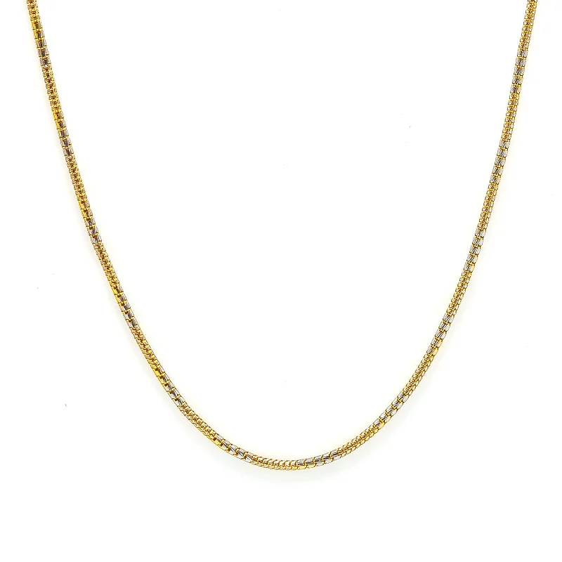 Women’s statement pendant necklace-22K Multi Tone Gold Chain For Kids W/ Double Weight Box Link