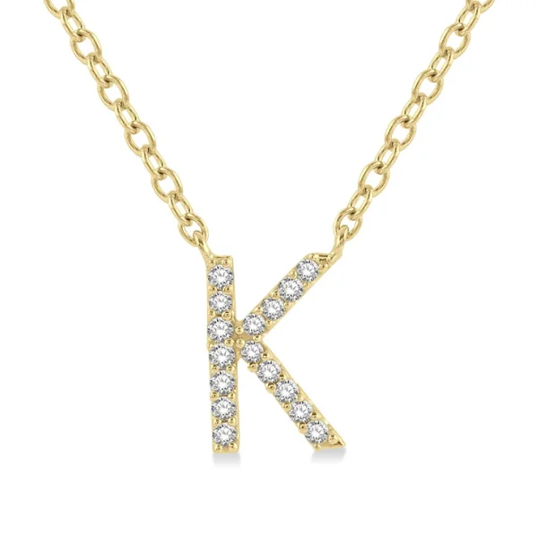 Women’s multi-layered necklace-1/20 ctw Initial 'K' Round Cut Diamond Pendant With Chain in 10K Yellow Gold