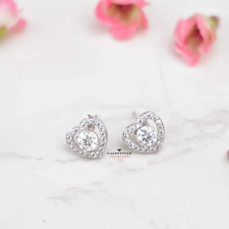 Women’s circular earrings-0.50ct Sweetheart Moissanite Earrings in 925 Sterling Silver