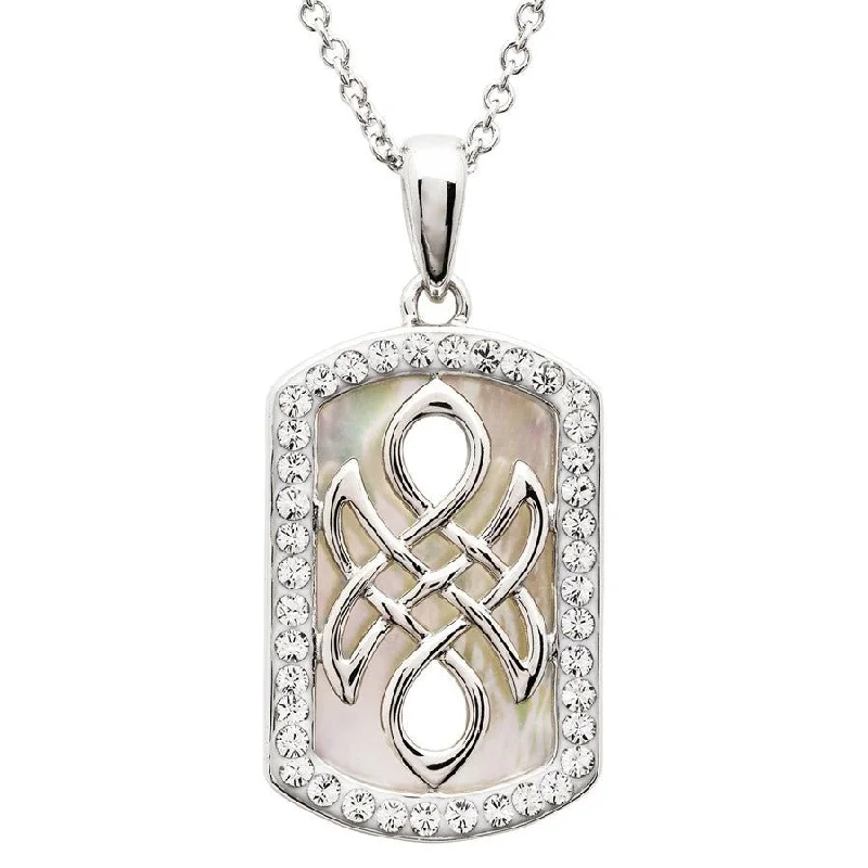 Women’s art deco necklace-Sterling Silver Mother of Pearl Celtic Pendant with Chain - SW230