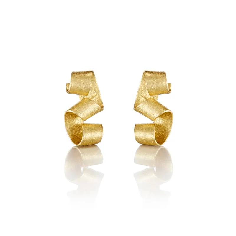 Women’s circular earrings-Gold Ribbon Earrings