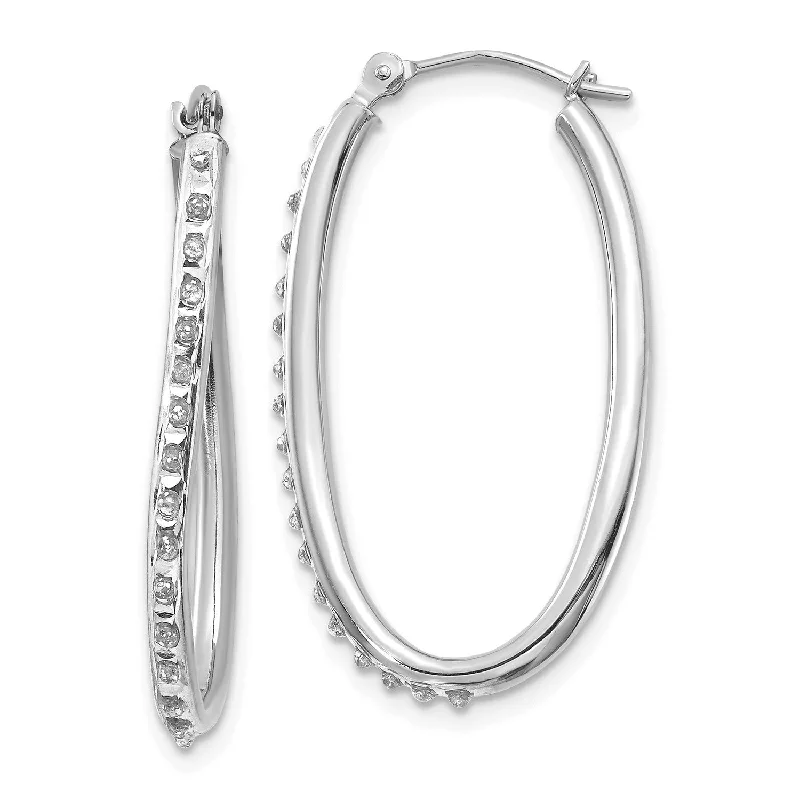 Women’s abstract design earrings-Diamond Fascination Diamond Accent Hinged Hoop Earrings in 14KT White Gold