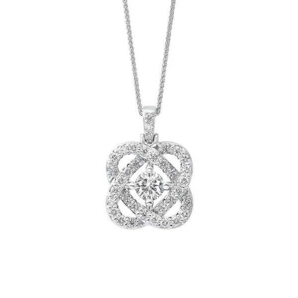 Women’s diamond necklace set-14k White Gold 1/4ctw Diamond Love's Crossing Pendant