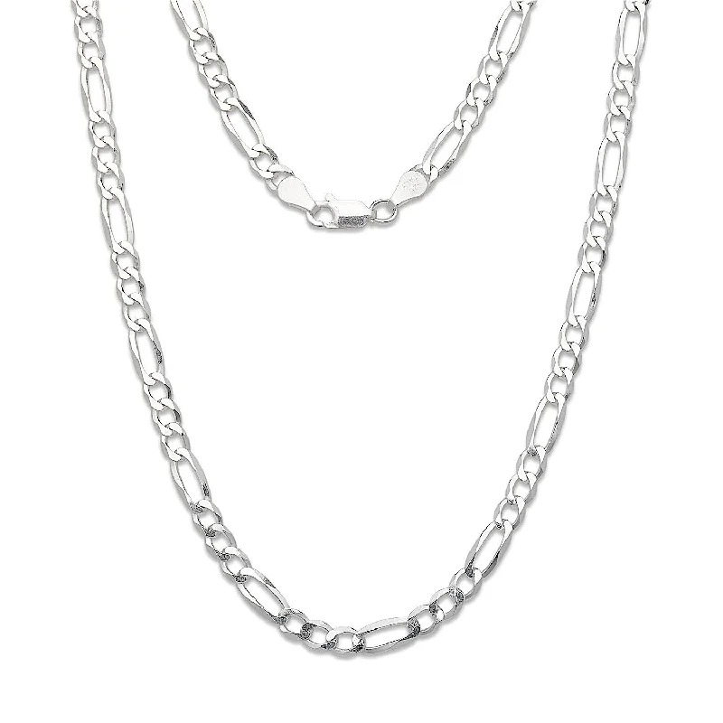 Women’s wedding necklace-Better Jewelry Figaro Chain .925 Sterling Silver