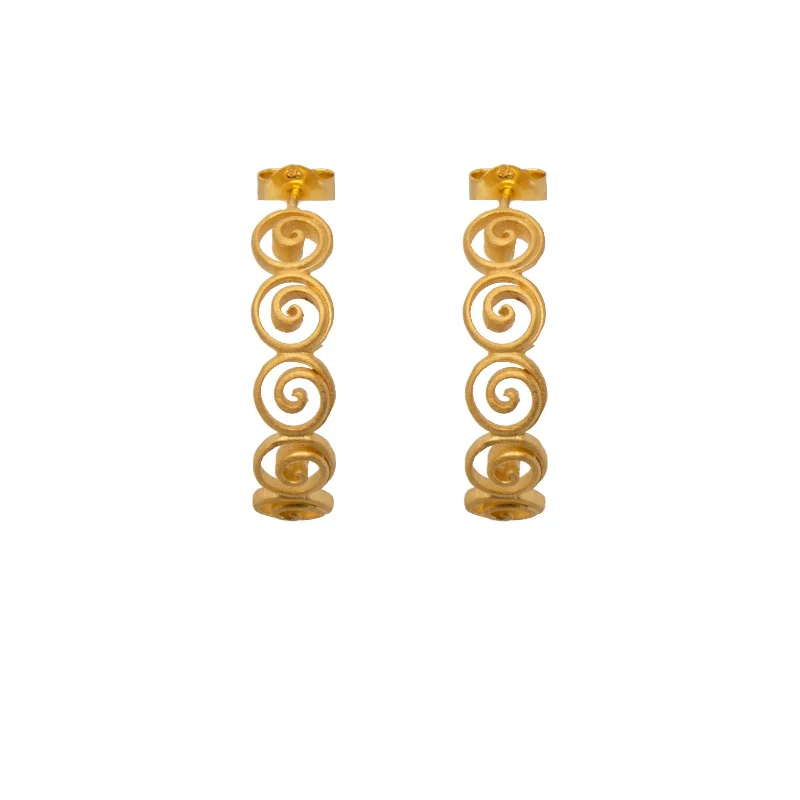 Women’s luxury gemstone earrings-Gratitude Swirls Hoop Earrings 24K Gold Vermeil