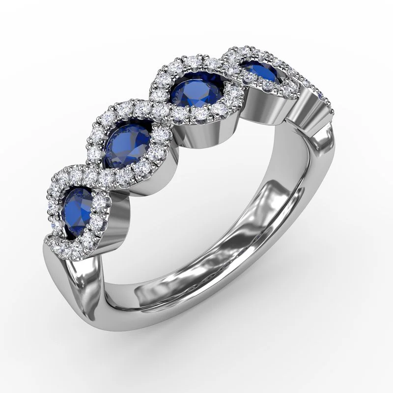 Women’s simple solitaire engagement ring-Hold Me Close Sapphire and Diamond Twist Ring R1540S