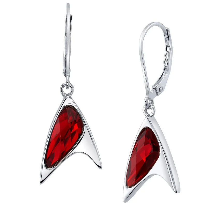 Women’s heart-shaped earrings-Star Trek X RockLove Red Crystal Delta Earrings