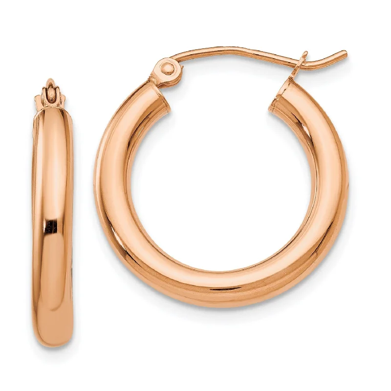 Women’s fashion earrings-14KT Rose Gold 20X3MM Hoop Earrings