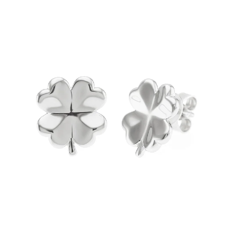 Women’s trendy earrings-Silver Four-Leaf Clover Earrings