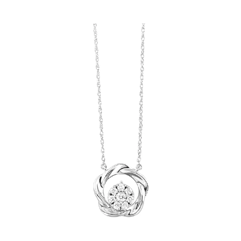 Women’s personalized necklace-Sterling Silver Diamond Flower Pendant