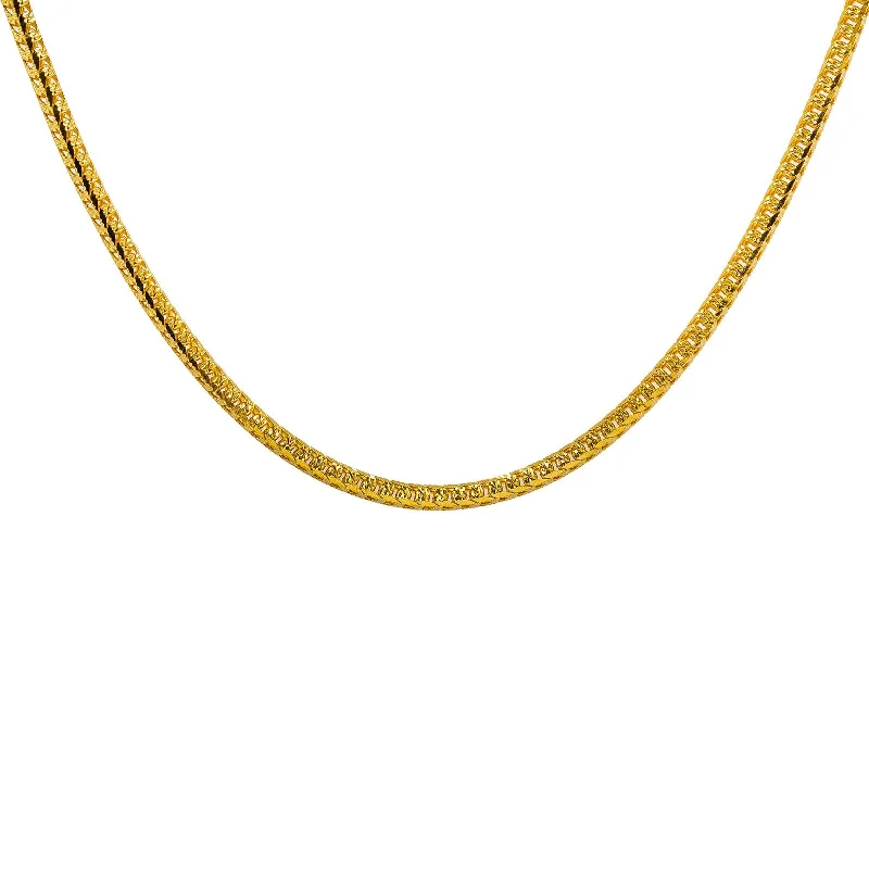 Women’s art deco necklace-22K Yellow Gold Men's Chain W/ Curb Heavy Link & Etched Details, 22"