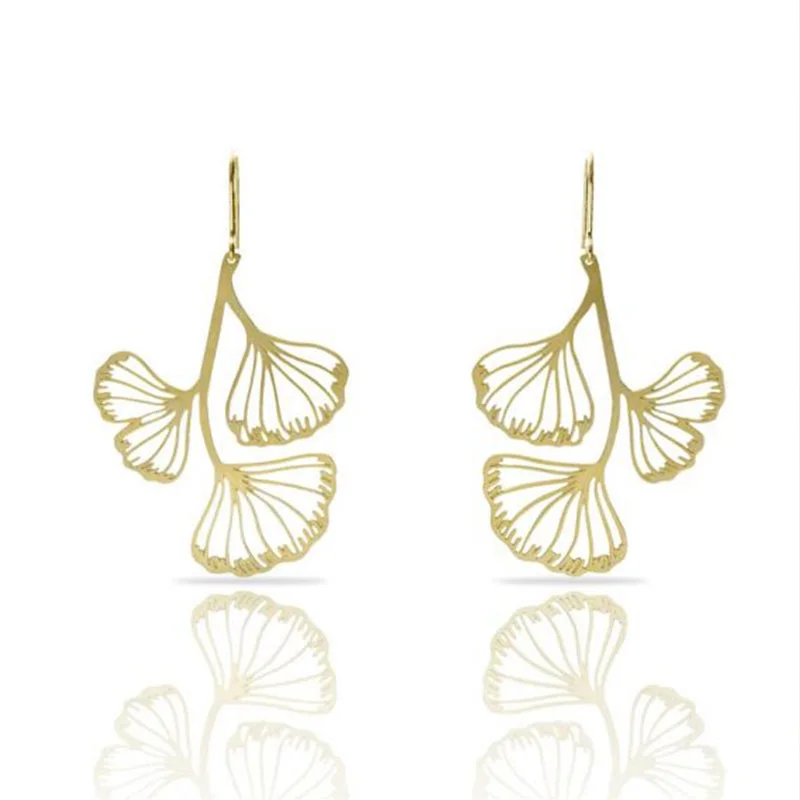 Women’s geometric earrings-RAS Ginkgo Biloba 3 leaf Earrings