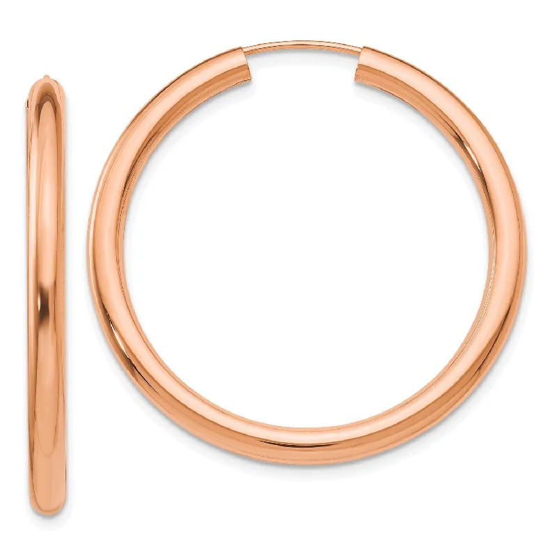 Women’s fashion stud earrings-14KT Rose Gold 34X2.85MM Endless Hoop Earrings