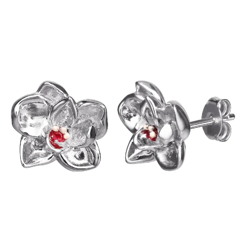 Women’s sterling silver earrings-Disney X RockLove MULAN Plum Blossom Stud Earrings