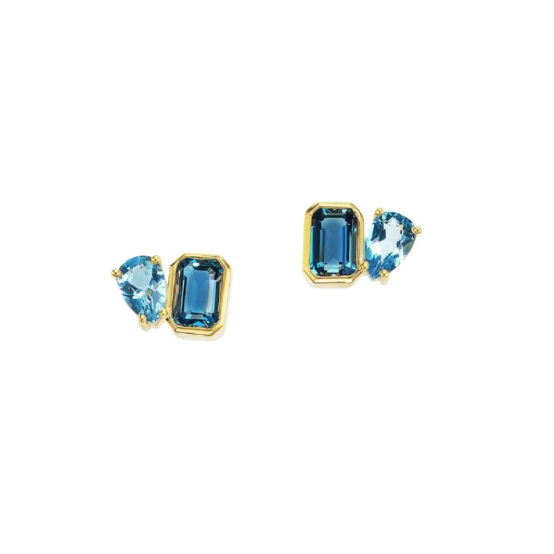 Women’s simple stud earrings-Toi et Moi Gemstone Studs