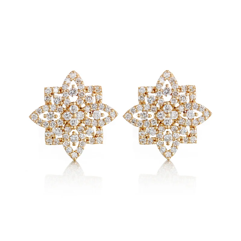 Women’s floral earrings-Diamond 8-Point Star Earrings