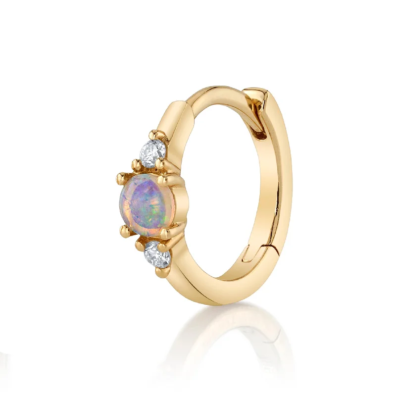 Women’s engagement ring with a twist-Opal Diamond Huggie