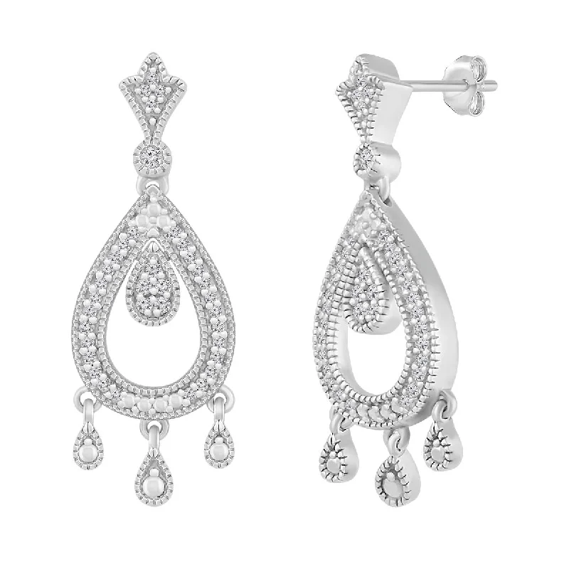 Women’s chandelier earrings-1/6 CTW Diamond Chandelier Earrings in Sterling Silver