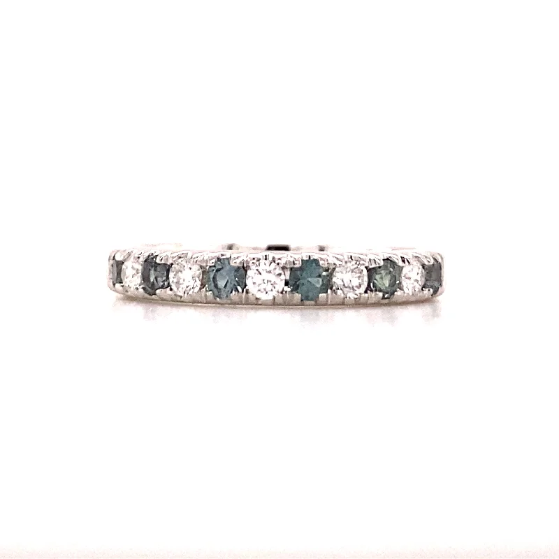 Women’s classic solitaire engagement ring-Beeghly & Co. White Gold Alexandrite and Diamond Band