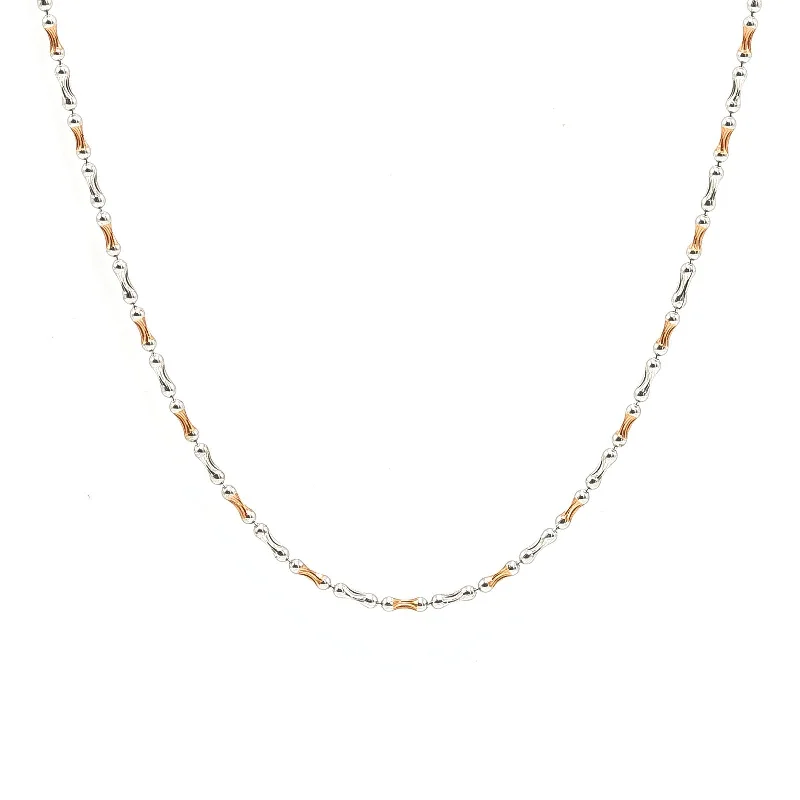 Women’s layered gold necklace-22K Multi Tone Gold Chain W/ Rounded Hourglass Beads