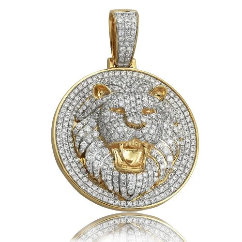 Women’s classic necklace-10K 2.75CTW DIAMOND  LION HEAD PENDANT