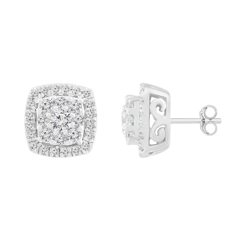 Women’s colorful earrings-1/3 CTW Diamond Fashion Stud Earrings in 10KT White Gold