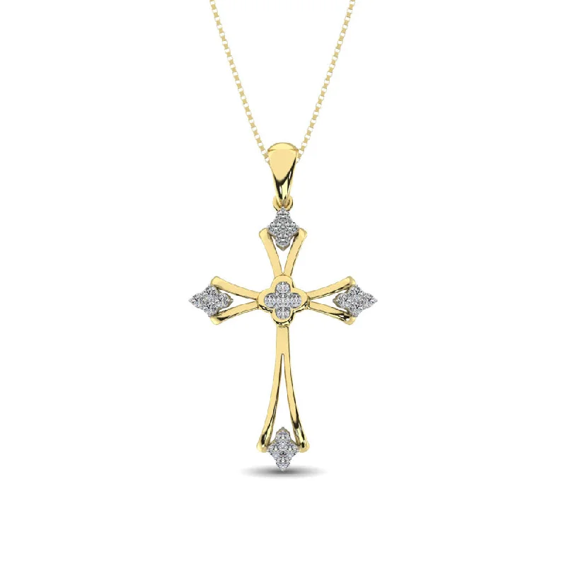 Women’s antique gold necklace-Gothic Style Diamond 1/5 Ct.Tw Cross Pendant in 10K Yellow Gold