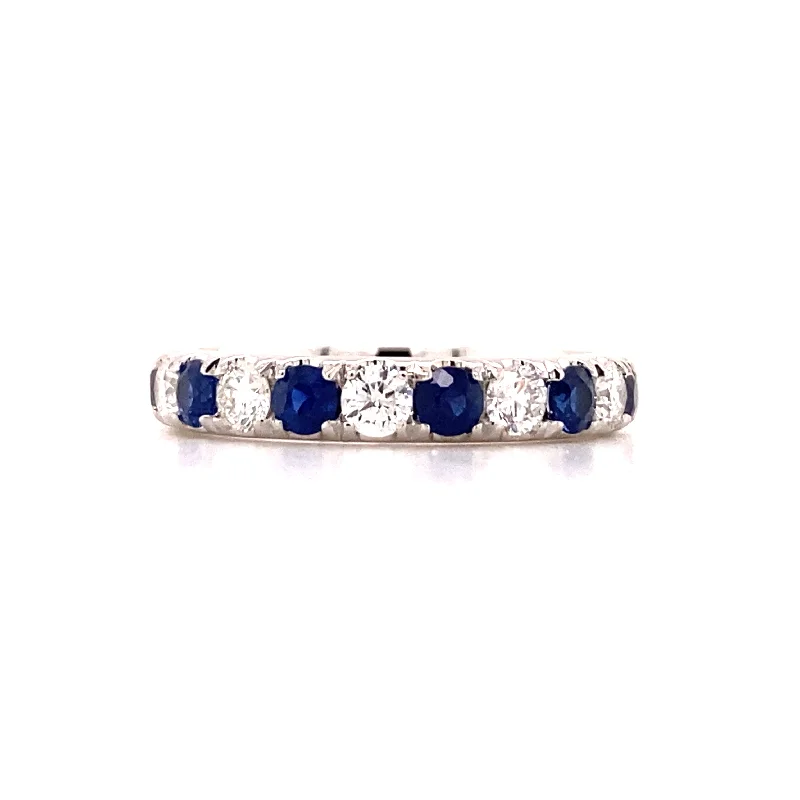 Women’s diamond engagement ring with twist band-1.0ctw Sapphire and Diamond Band in White Gold by B&C