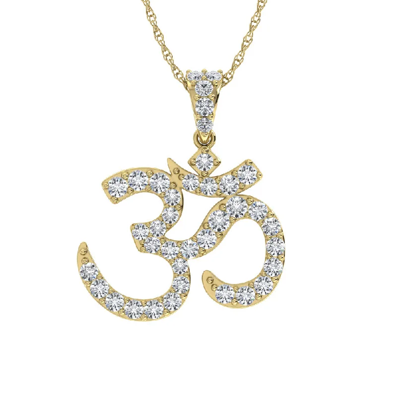 Women’s silver chain necklace-Diamond 1/4 Ct.Tw. Om Pendant in 10K Yellow Gold