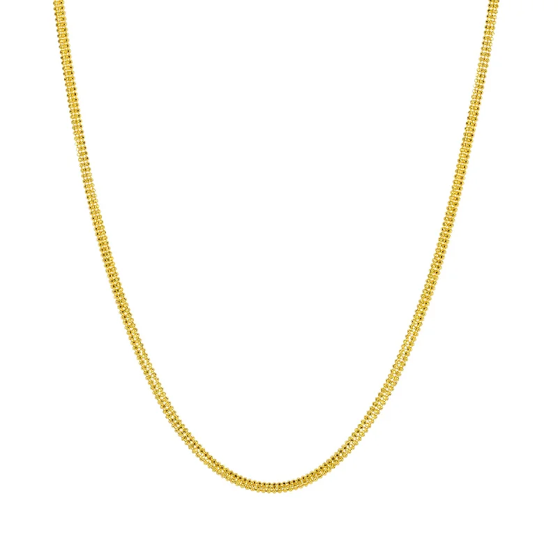 Women’s double-layer necklace-22K Yellow Gold Rounded Chain W/ Thick Ball Bead Strands, 17 Inches