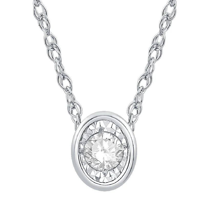 Women’s bold statement necklace-10K White Gold Diamond Pendant