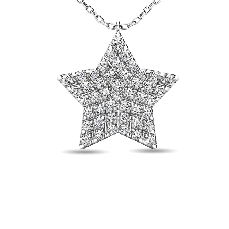 Women’s butterfly pendant necklace-Diamond 1/8 ct tw Star Pendant in 10K White Gold