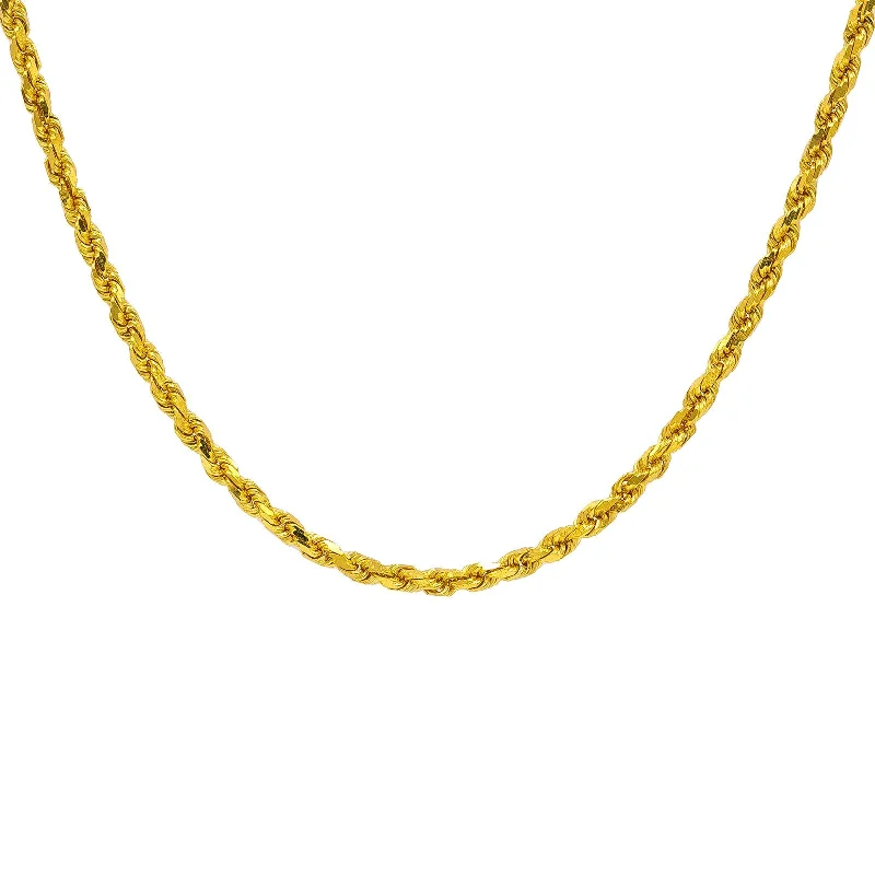 Women’s bold necklace-22K Yellow Gold Men's Chain W/ Rope Link