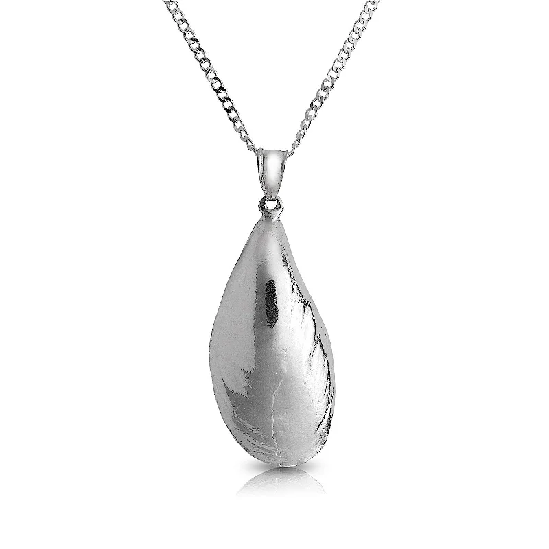 Women’s vintage necklace-Better Jewelry Mussel shell Pendant w. Cuban chain .925 Sterling Silver made in the USA