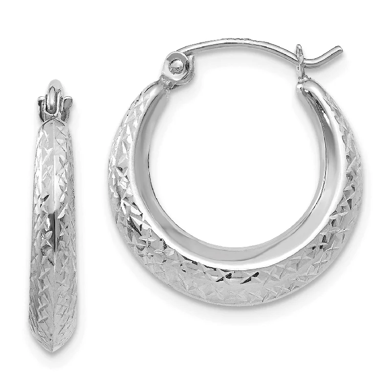 Women’s heart-shaped earrings-14KT White Gold 19X18MM Hoop Earrings