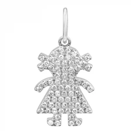 Women’s elegant necklace-14K Gold Diamond Pave Girl Charm/ Pendant