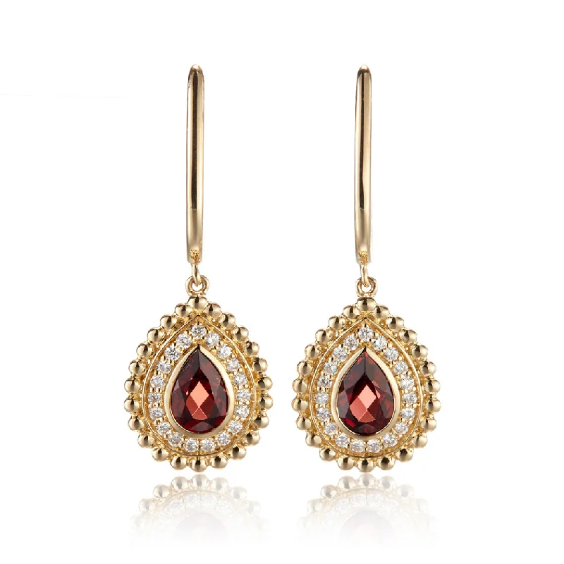 Women’s chandelier earrings-Garnet Drop Earrings