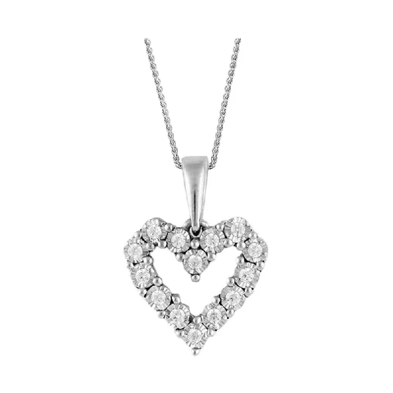 Women’s diamond pendant necklace-Sterling Silver Diamond Pendant