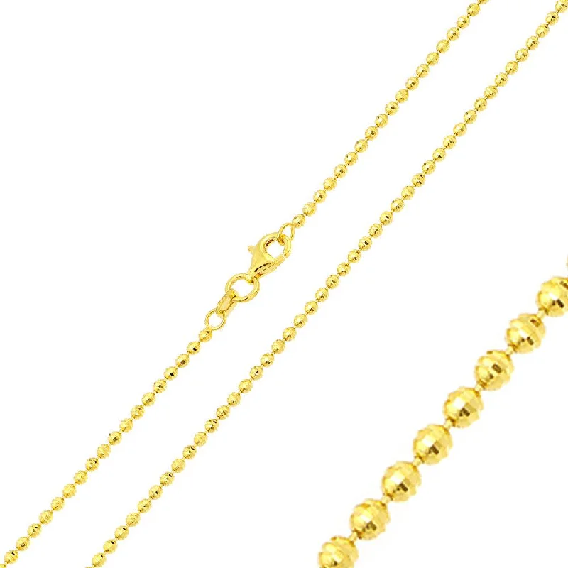 Women’s marquise diamond engagement ring-Silver 925 Gold Plated Horizontal Diamond Cut Bead Chain 1.8mm - CH325 GP